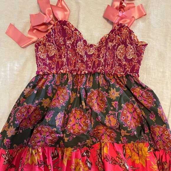 Free People Bluebell Maxi, Magenta Combo, Size Large - Picture 6 of 13